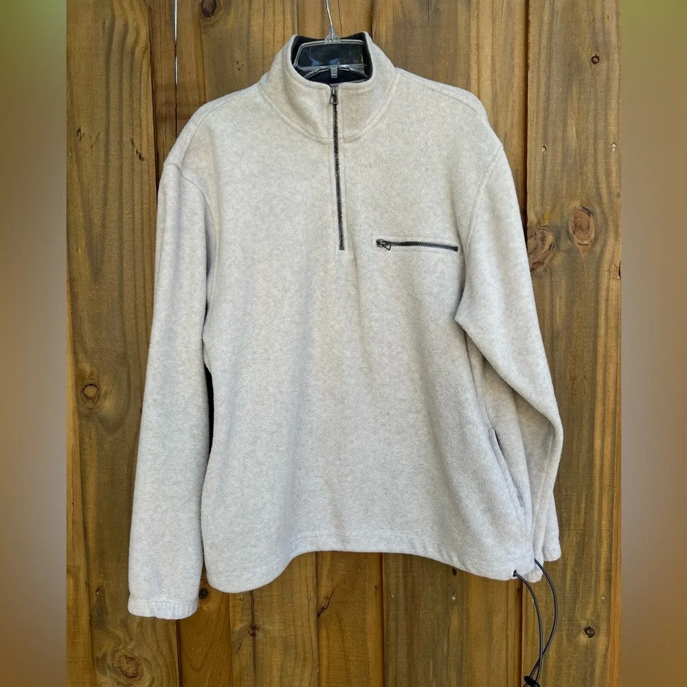 Izod Men's Performance X Light Gray Quarter Zip-Up/Drawcord Hem Sweater SZ M